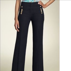 Anthropologie Leifsdottir Navy Nautical Inspired Linen Pants Trousers 12